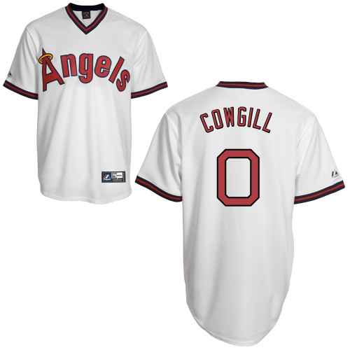 Collin Cowgill #0 MLB Jersey-Los Angeles Angels of Anaheim Men's Authentic Cooperstown White Baseball Jersey